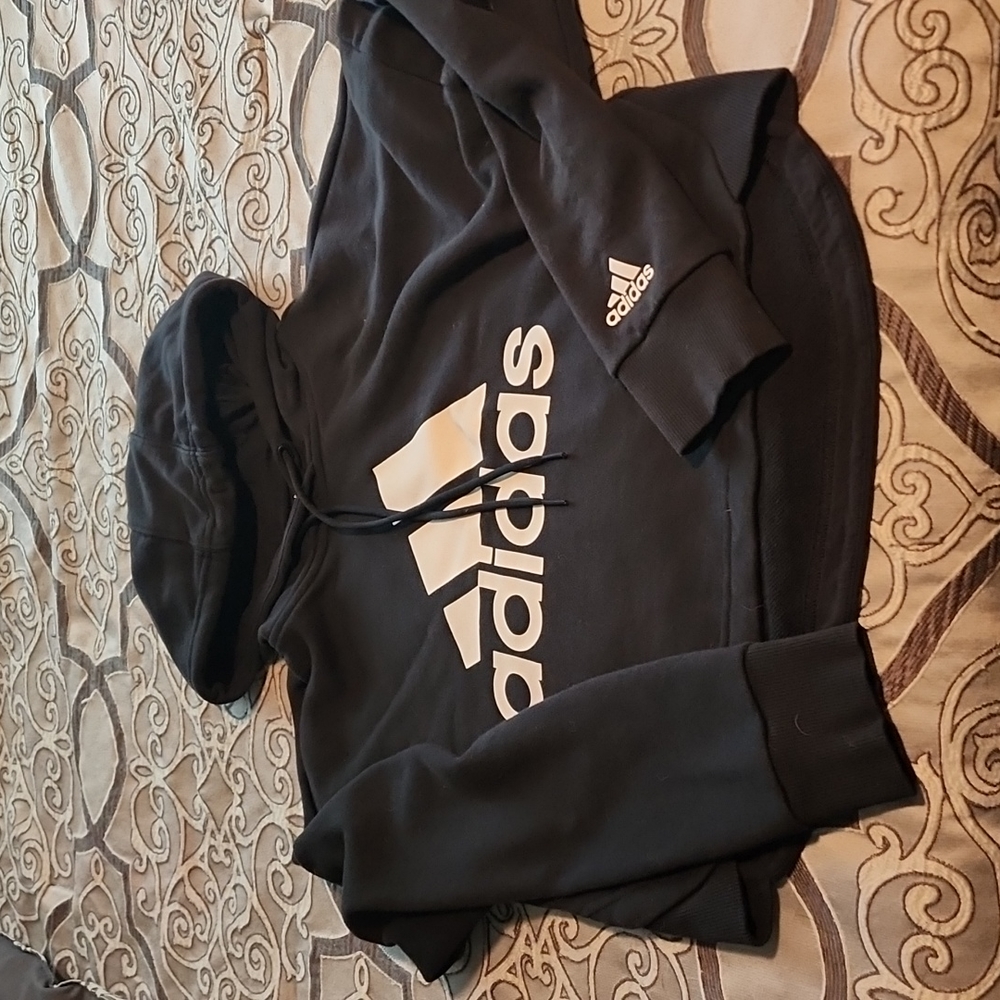 Adidas black cropped hoodie